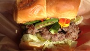 My burg: w/ hot peppers on a hawaiian bread bun