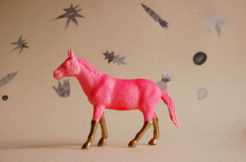 Pink and gold horse